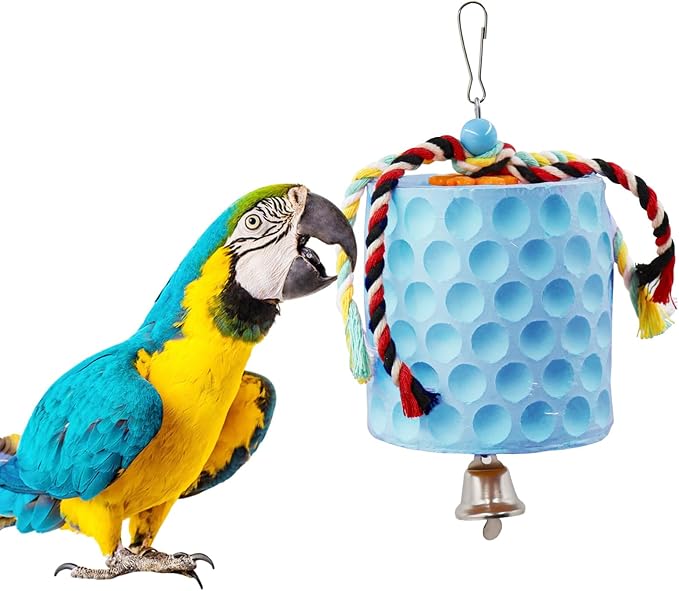 Extra Large Bird Chewing Toy, Parrot Beak Grinding Calcium Stone with Bells, Bird Cage Accessories, Cage Toys for Cockatiel Parakeet Parrot Budgies Rat Hamster Chinchilla Rabbit Bunny African Grey-Mewly Pet