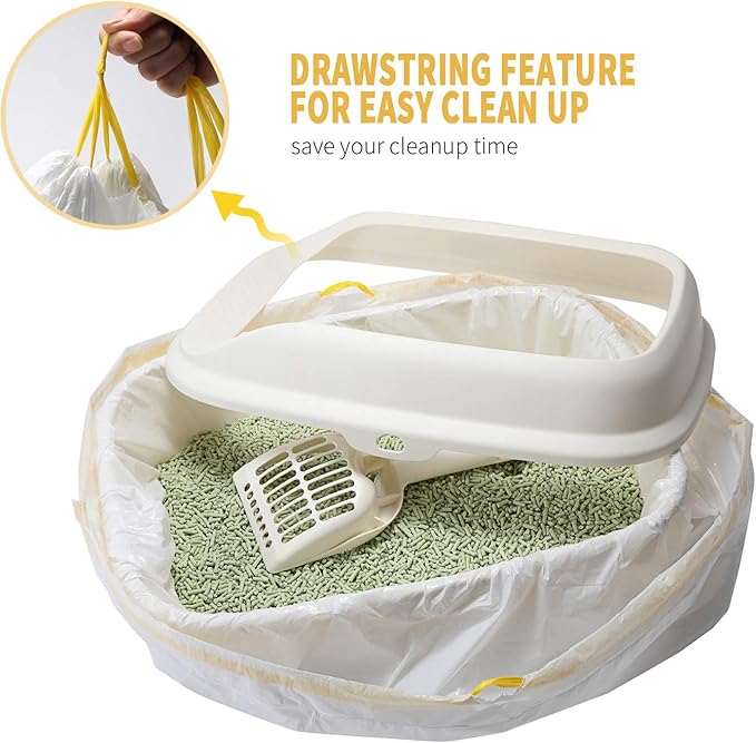 KONE Cat Litter Box Liners Jumbo 45 x 18 inch Heavy Duty Drawstring Bags 20 Count-Mewly Pet