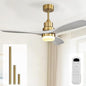 Sofucor Low Profile Ceiling Fan with Lights Remote Control 52 Inch Flush Mount Ceiling Fan Modern Wood Blade Fan for Bedroom Living Room Indoor Outdoor Farmhouse Patio, Grey Gold