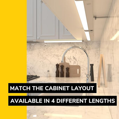 GETINLIGHT 18-inch Hardwired Only 3 Color LED Under Cabinet Lighting, Selectable 3000K/4000K/5000K, Dimmable, Matte White Finished, ETL Listed, IN-0201-12-WH-345K
