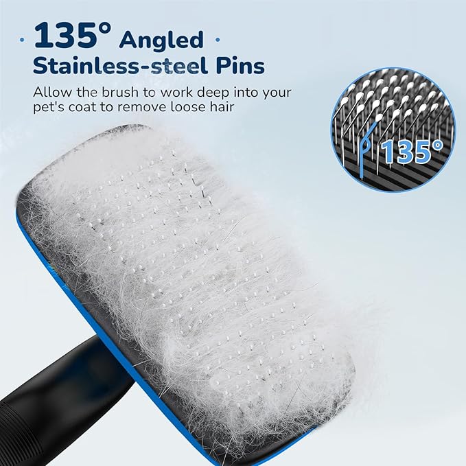 Pecute Self-Cleaning Slicker Brush for Dogs, Cats, Lightweight Dog Brush for Shedding Massaging Grooming, Cat Brush Gently Removes Loose Fur Undercoat for Dogs Cats Rabbits of All Hair Types-Mewly Pet