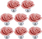 8PCS 1.57" × 1.3" Ceramics Peach Rose with Base Knobs Flower Shaped Pulls for Cupboard Drawer with 2 Kinds of Screws