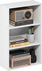 Furinno Basic Book Shelf, 3-Tier Bookshelf, Cube Storage Organizer Bookcase with Open Shelf, 7 x 17 x 26, for Living Room, Bedroom, Home Office, White