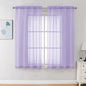 Chyhomenyc Lilac Sheer Curtains 45 Inch Long 2 Panels, Light Filtering Rod Pocket Voile Short Curtains Drapes for Living Room Bedroom Small Windows, 42Wx45L Inches