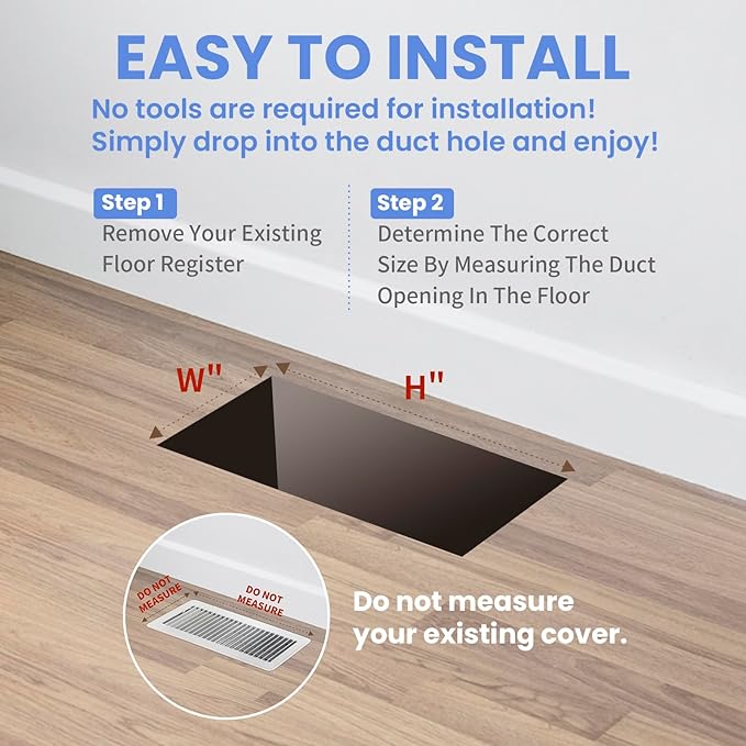 4x14 Inches 2 Pack Heavy Duty Walkable Floor Register - Easy Adjust Air Supply Lever Decorative Floor Vent Covers, Boston Design Vent Covers for Home - Antique Brass