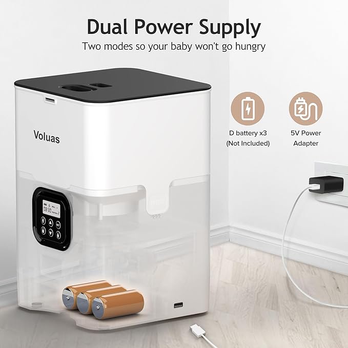 VOLUAS Automatic Cat Feeders - Timed Pet Feeder for Cats and Dogs with Dry Food Dispenser, Desiccant Bag, Programmable Portion Control, 4 Daily Meals, 10s Voice Recorder-Mewly Pet