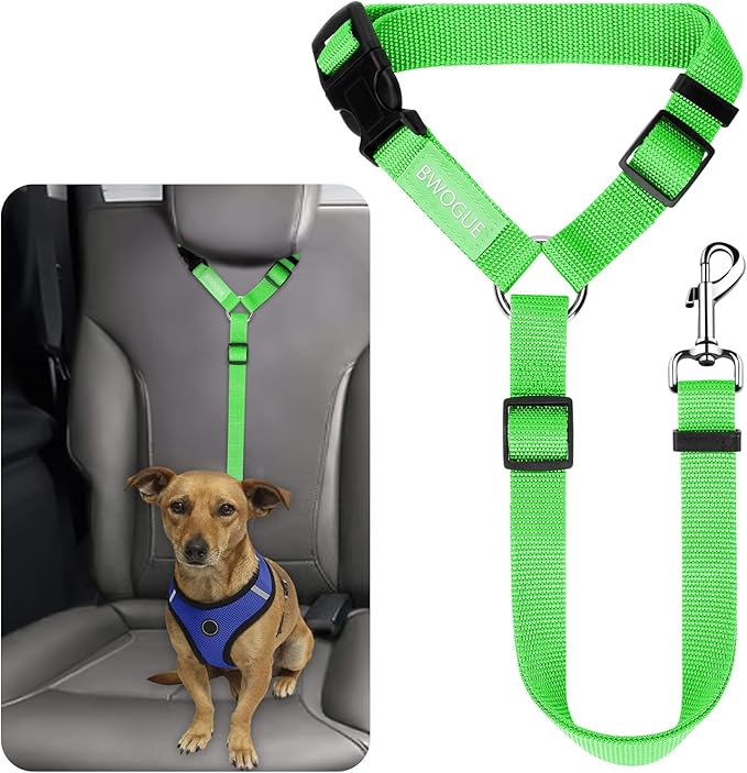BWOGUE Pet Dog Cat Seat Belts, Car Headrest Restraint Adjustable Safety Leads Vehicle Seatbelt Harness (1 Pack)-Mewly Pet