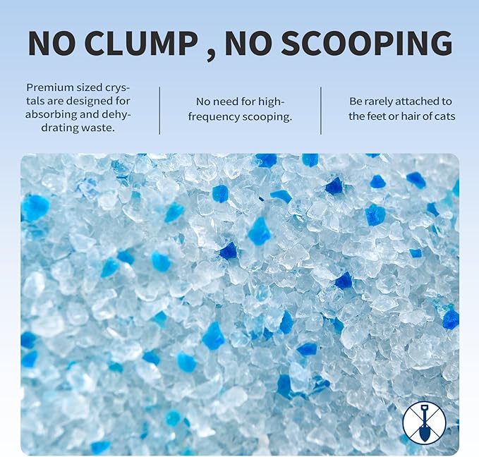 Cat Litter Crystals No Clumping Odor Control Kitty Litter Non-Clumping No scooping Low Dust, Low Tracking, Dehydrates Waste - 25.8 lbs (6 x 4.3 lb Packs)-Mewly Pet