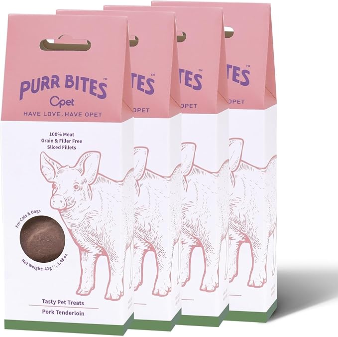 OPET Freeze Dried Cat Treats, Single Ingredient Grain Free High Protein Pet Food for Cats and Dogs, Healthy Training Snacks，Freeze Dried Pork Sliced Fillets (Pork, 5.92 Ounce)-Mewly Pet