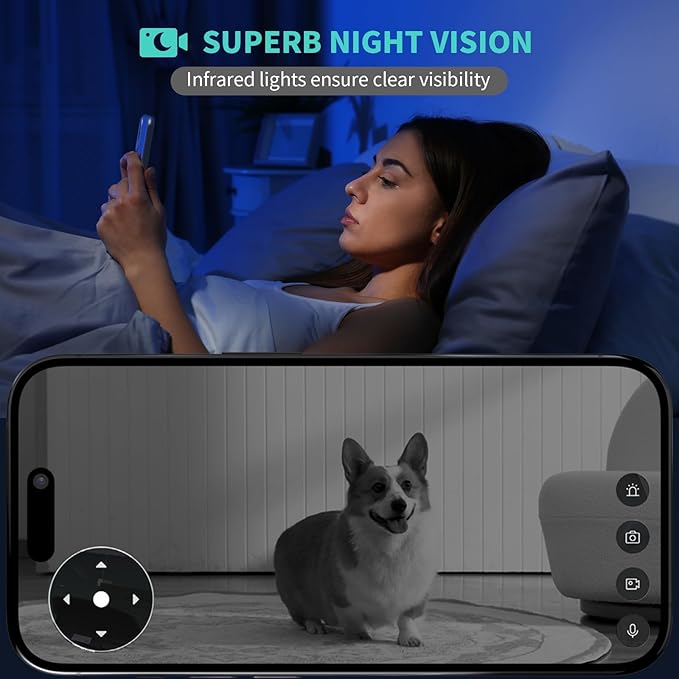 Alaga 3K Pet Camera, Dog Monitor with Phone App, 360° Pan/Tilt, Night Vision, Speaker, WiFi Cameras for Dog/Cat, Compatible with Alexa & Google Assistant, Black, Includes 1-Year Pet Time Album-Mewly Pet