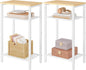 Hoctieon 2-Set 3 Tier End Table, Telephone Table Set of 2, Tall Side Table with Storage Set of 2, Small Nightstand for Small Spaces, Metal Frame, White and Yellow Oak
