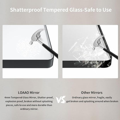 LOAAO 60X40 Inch Black Metal Framed Bathroom Mirror for Wall, Matte Black Bathroom Vanity Mirror Farmhouse, Large Rounded Rectangle Mirror, Anti-Rust, Tempered Glass, Hangs Horizontally or Vertically