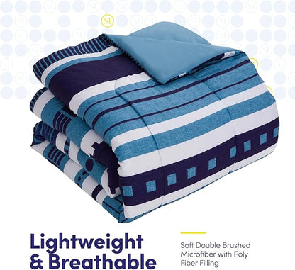 Sweet Home Collection 7 Piece Comforter Set Bag Solid Color All Season Soft Down Alternative Blanket & Luxurious Microfiber Bed Sheets, Marino, King