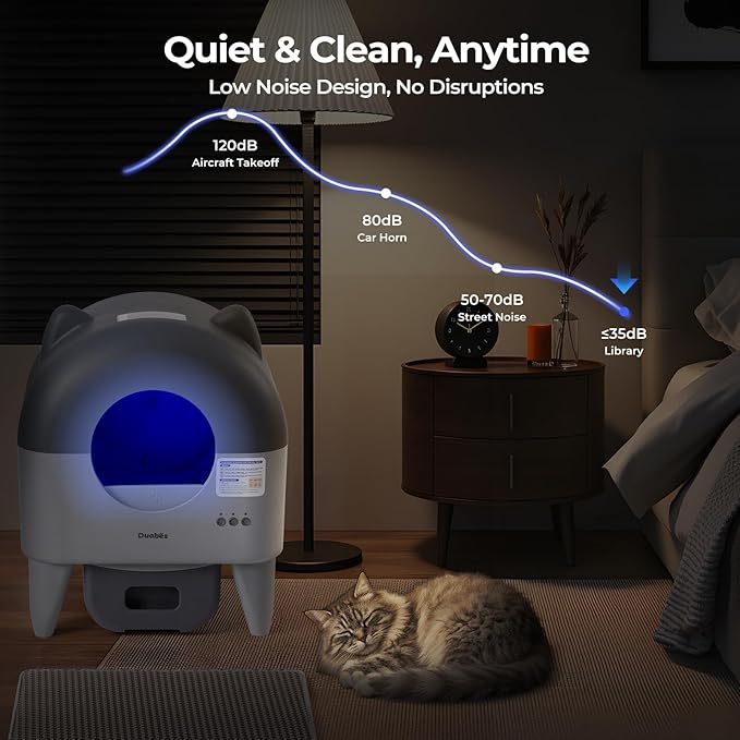 Self Cleaning Litter Box: Extra Large Automatic Cat Litter Box Self Cleaning for Multiple Cats - APP Control with Smart Sensors - Safety Protection - Low Noise Design-Mewly Pet
