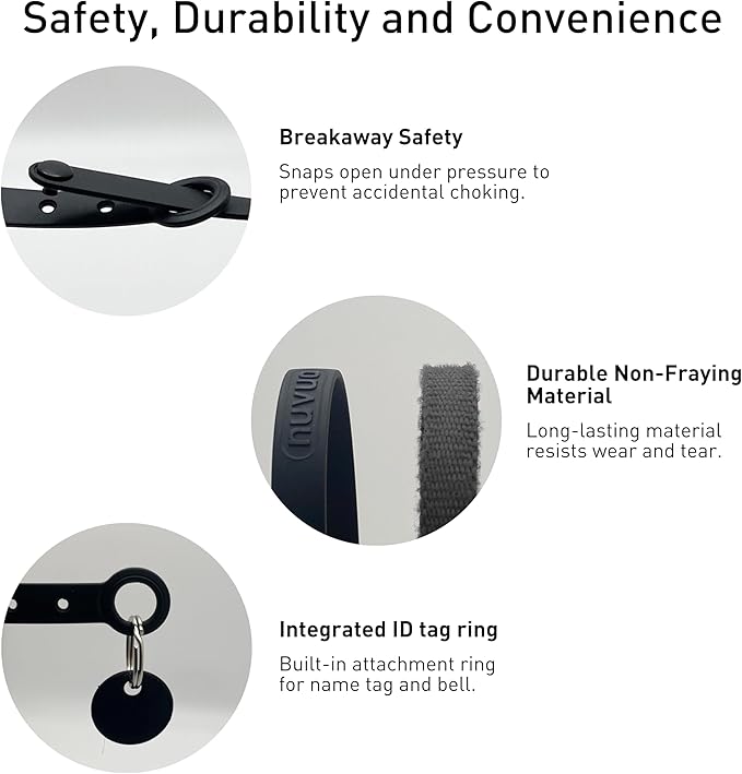 3 Pack Breakaway Cat Collar - Soft, Comfortable, and Lightweight Safety Buckle Collar with Name Tag Ring for Outdoor Cats and Sensitive Skin Kittens by Nuvuq (6 ⅞" to 10 ¼", Blue, Pink and Black)-Mewly Pet