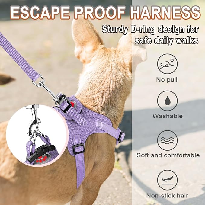 BARKBAY Dog Harness, Reflective Adjustable Puppy No Pull Harness, Breathable Soft for Small and Medium Dogs, Violet Purple, XXS-Mewly Pet