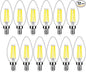 12-Pack Dimmable E12 LED Candelabra Bulbs 40Watt Equivalent, 5000K Daylight White, 450Lumens, 4W B11 Vintage Chandelier Light Bulbs, LED Filament Clear Glass Candle Lamp for Ceiling Fan Home Decor