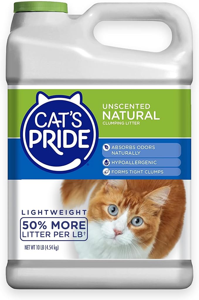 Cat's Pride Lightweight Clumping Litter: Natural - Powerful Odor Control - Unscented, 10 Pounds-Mewly Pet