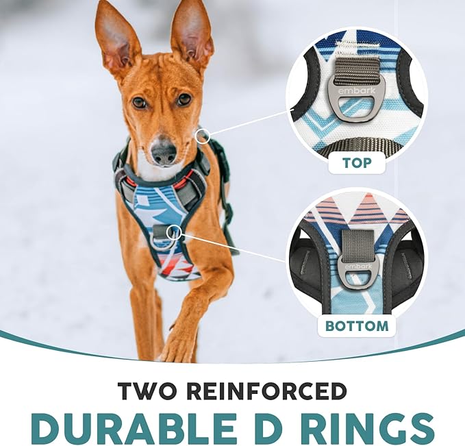Embark Adventure Dog Harness, Reflective Trim XL Dog Harness for Extra Large Dogs No Pull - Military Grade Nylon, 2 Leash Clips & Gel Lined Handle.-Mewly Pet