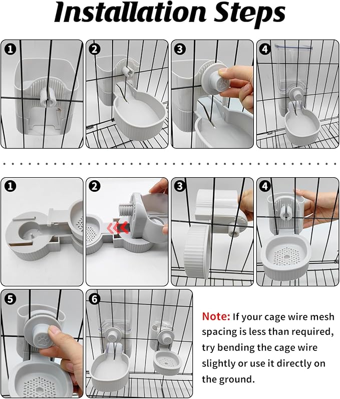 GPY Automatic Hanging Gravity Pet Feeder and Water Dispenser Set ，Automatic Dog Feeder and Dog Water Dispenser for Dogs Cats Pets Animals Large Capacity (Blue Water Feeder&Food Feeder) (Grey)-Mewly Pet