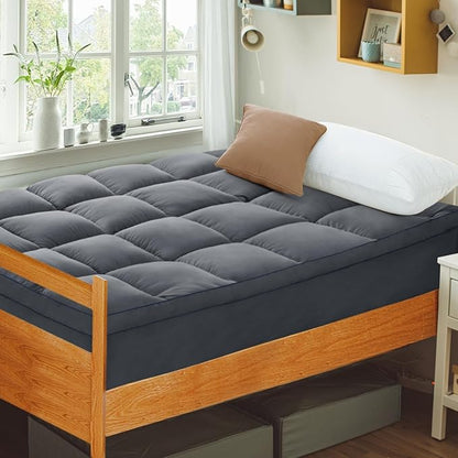 CYMULA Twin Mattress Topper, Cooling Mattress Pad Cover, Extra Thick Pillow Top Mattress Topper with 8-21 Inch Elasticated Deep Pockets, Plush Down Alternative Fill Mattress Protector