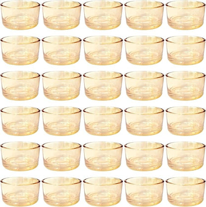 GOLDEAL 30 Pcs Gold Glass Small Tealight Candle Holders-Tea Candle Holders Bulk - Perfect for Weddings, Parties, Dinners - Ideal for 1.5" Standard Tealights and Candle Moulds…