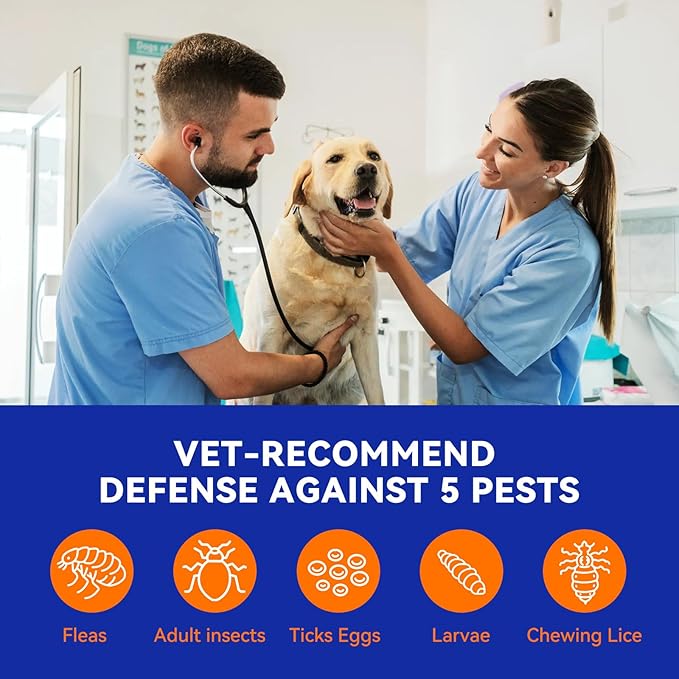 Flea and Tick Prevention for Dogs, Addcool Dog Flea and Tick Treatment, Flea & Tick Control Topical Drops, 3 Doses, Vet-Recommended(5-22 lbs)-Mewly Pet