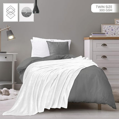 Utopia Bedding Fleece Blanket Twin Size White 300GSM Luxury Anti-Static Fuzzy Soft Microfiber Bed Blanket (60x80 Inch)