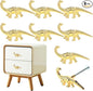 8 Pack Metal Dinosaur Knobs for Kids Furniture - Veggie Dino Theme Gold Finish Drawer Pulls & Cabinet Handles, Scratch-Resistant (Herbivore)