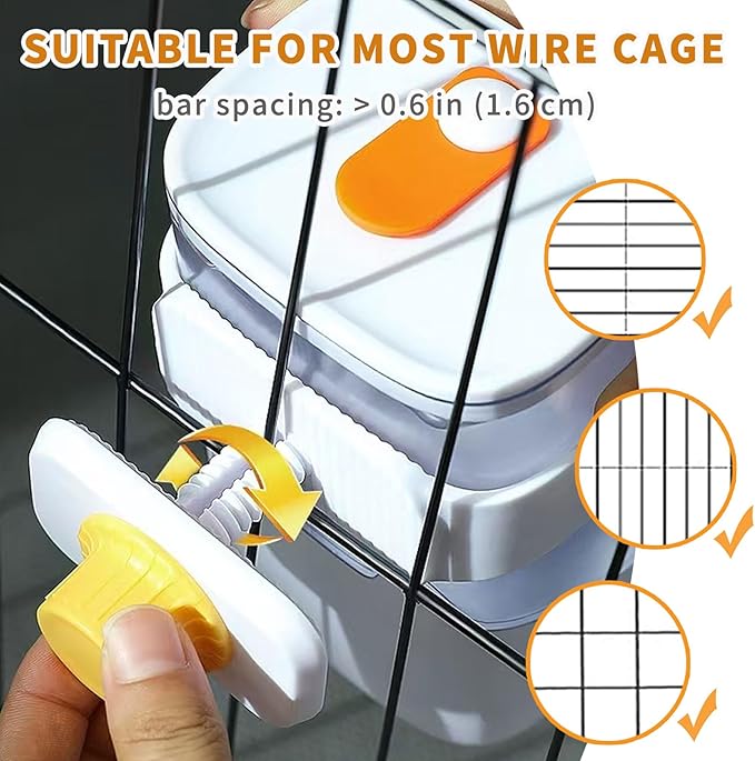 34oz Automatic Rabbit Feeder for Cages, Hanging Auto Bunny Food Bowl Dispenser Small Aniaml Cage Accessories for Ferret Guinea Pig Rat Rabbit Cat Puppy (White)-Mewly Pet