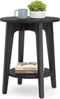 VASAGLE MAEZO Collection - Side Table, 2-Tier Small Round End Table, Nightstand with Tapered Legs, Curved Transitions, for Small Spaces, Living Room, Bedroom, Charcoal Gray ULET283T22