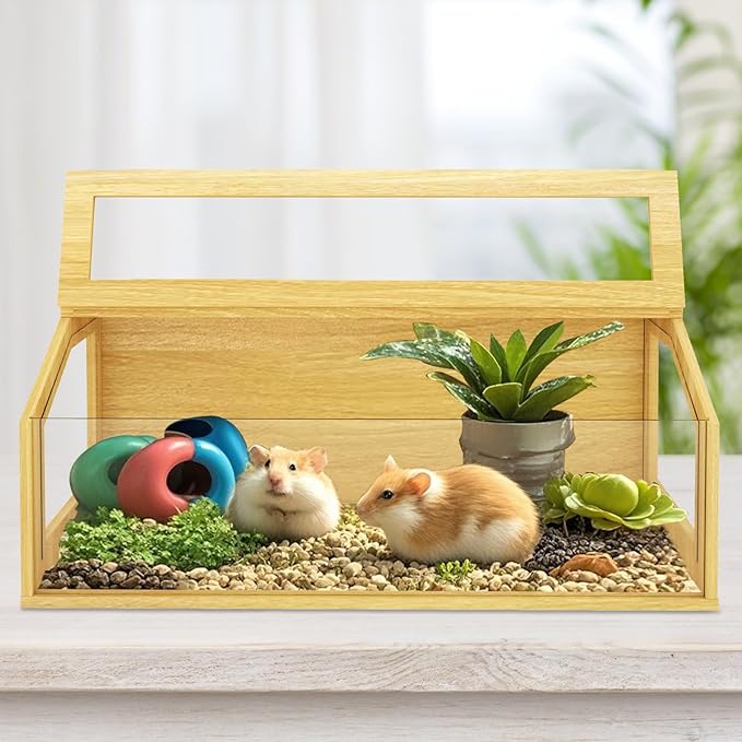 48" Large Hamster Cage, Chewproof Gerbil Cages and Habitats, Openable Top Roof Window with Silencing Pad, Wooden Guinea Pig Cage for Small Animals, Dwarf and Syrian Hamster, 40 x 20 x 20 Inches-Mewly Pet
