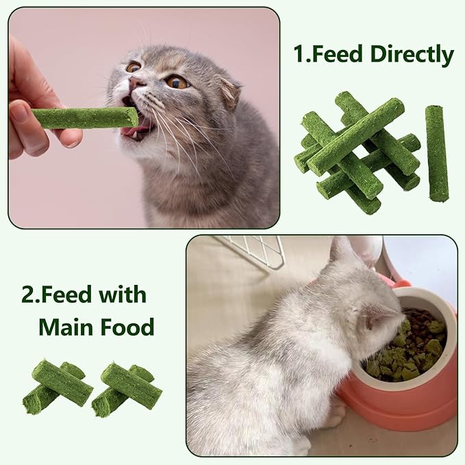 225g Cat Grass Teething Stick, Delicious Cat Treat Snack Edible Cat Chew Toy for Teeth Cleaning and Hairball Removal in Cats-Mewly Pet