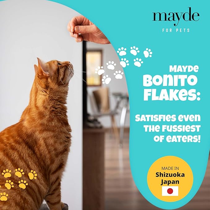 Mayde Bonito Flakes for Cats & Dogs, All-Natural High-Protein Treats, Extra Large 4oz Bag-Mewly Pet