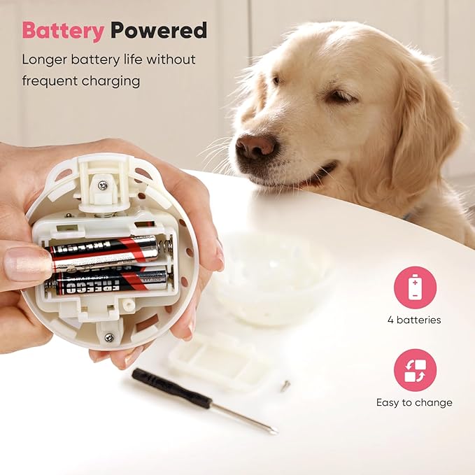 Petbobi Interactive Dog Toys for Boredom - Moving Dog Toy for Stimulating Play, Pet Plush Squeaky Ball for Small Medium Breeds with 4 Batteries, Pink-Mewly Pet