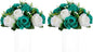 NUPTIO Flower Wedding Centrepieces for Tables - 2 Pcs 9.5in Diameter Teal & White Artificial Flowers Rose Ball for Centerpieces Table - Fake Rose Arrangements for Weddings Birthday Party Decorations
