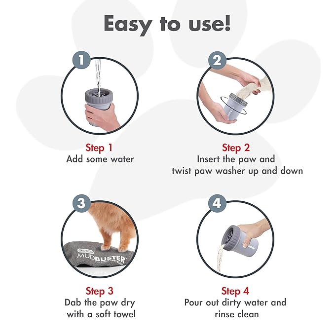 Dexas MudBuster Portable Dog Paw Cleaner, Premium Quality Large Gray Pet Accessory-Mewly Pet