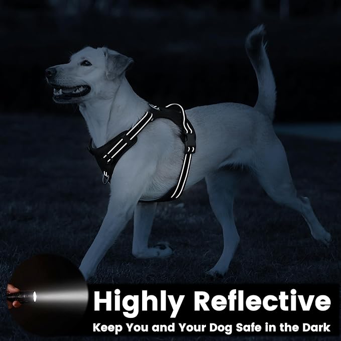 No Pull Dog Harness, Reflective Puppy Vest for Small Medium Large Sized Dog(Black,XL)-Mewly Pet