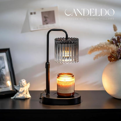 Candle Warmer Lamp with Timer: Black Candle Warming Lamp Height Adjustable Wax Melt Warmer Dimmable Modern New Home Bedroom Decor Housewarming Gift for Women
