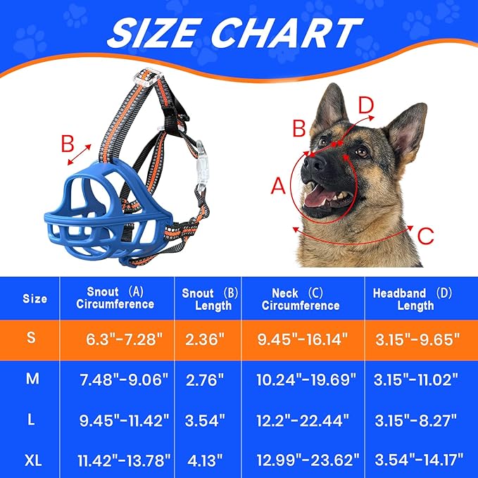 Dog Muzzle, Basket Muzzle for Small Medium Large Dogs, Anti-Biting and Chewing, Lightweight & Sturdy Cage Design, Allows Panting & Drinking, Ideal for Grooming & Training（Blue Size S）-Mewly Pet