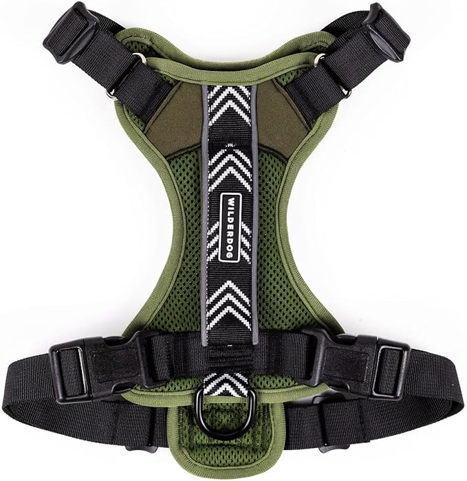 Wilderdog Lightweight Dog Harness with Reflective Straps - Large - Olive-Mewly Pet