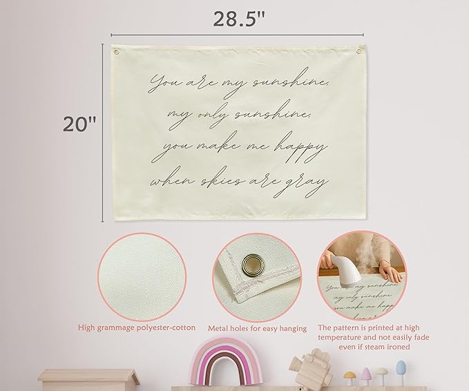 You Are My Sunshine-Nursery Rectangular Canvas Banner-Boho Flag Wall Sign Decor for Toddler Boy Girl Kids,Baby Room Above Crib Bedroom Playroom Reading Room Decor-Baby Shower Birthday Christmas Gift