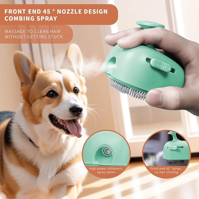 Cat Steam Brush for Shedding, 4 in 1 Rechargeable Steam Brush for Cats and Dogs, Anti-Static, Massage, Cleaning, Shedding & Combing All In One!-Mewly Pet