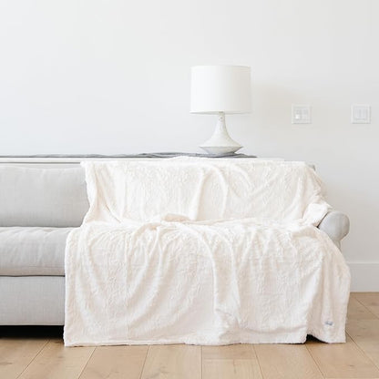 GRACED SOFT LUXURIES Throw Blanket Softest Warm Elegant Cozy Faux Fur Aesthetic for Home, Couch, Sofa, Bed, Living Room (Solid Ivory, Extra Large 60" x 80")