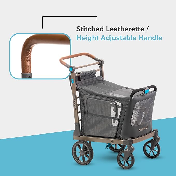 Pet XL Foldable Cart - Adjustable & Portable Pet Stroller with Caddy, Shopping Basket, Foam Filled Rubber Wheels & Storage - Carriage for Small & Medium Dogs, Cats Under 75 lbs-Mewly Pet