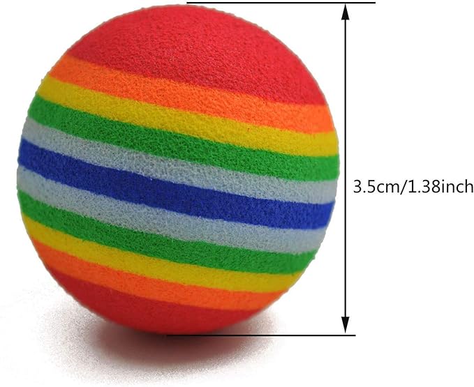 12 Pack Rainbow Cat Toy Balls Soft EVA Foam Interactive Indoor Kittens Favorite Toys 1.38" Dia. Small Dogs Puppies Toy Balls Bulk Activity Chase Quiet Play Sponge Ball-Mewly Pet