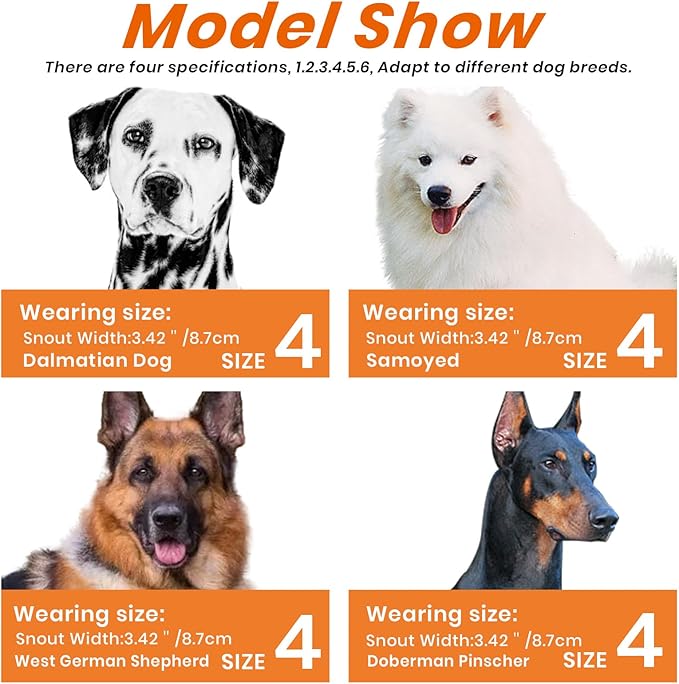 Dog Muzzle – Lightweight Breathable Basket Muzzle, Anti-Biting & Chewing, Adjustable Fit for Small, Medium & Large Dogs(Size 4)-Mewly Pet