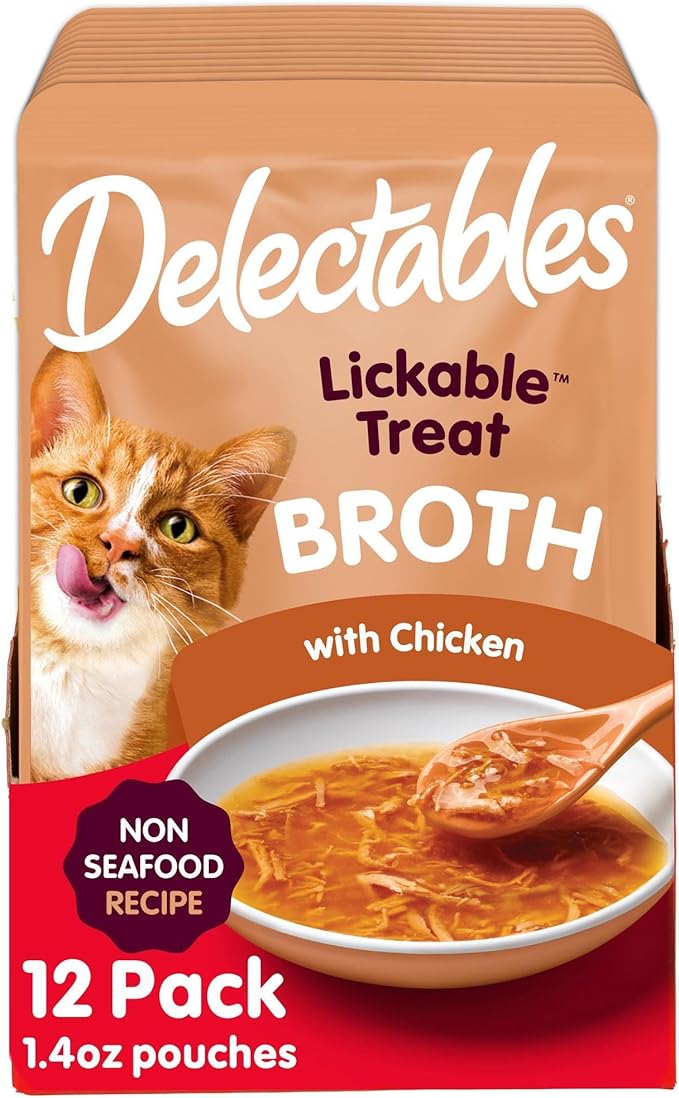 Hartz Delectables Savory Broths NonSeafood Chicken Lickable Wet Cat Treats, 12 Count-Mewly Pet