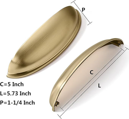 khtumeware 10 Pack 5" Drawer Pulls Champagne Bronze Cabinet Cup Pulls Kitchen Hardware Cabinet Handles Drawer Handles Knobs 5 inch Hole Center