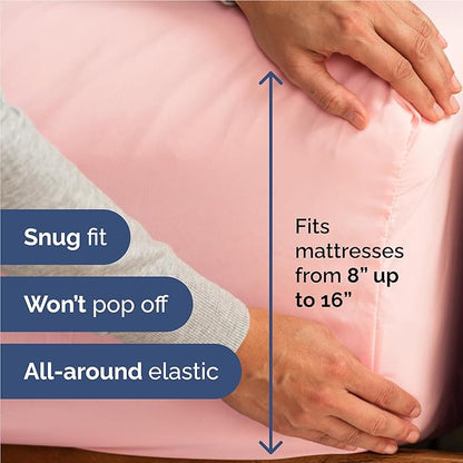 Full 6 Piece Sheet Set - Comfy Breathable & Cooling - Ultra-Soft Hotel Luxury Bedding Set with 8-16 Inch Deep Pockets - 1 Flat & 1 Fitted Sheet & 4 Pillowcases - Wrinkle Free & Easy Care - Baby Pink
